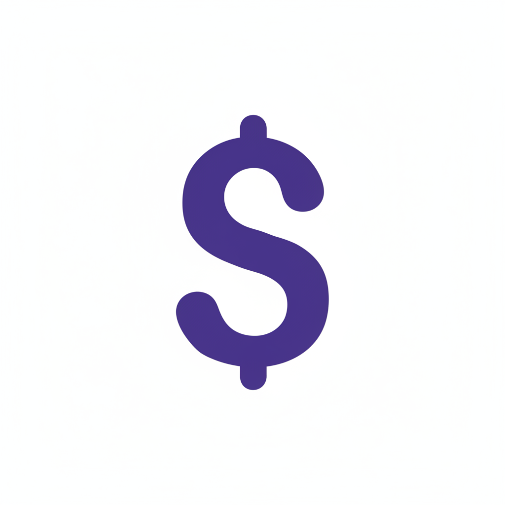 purple dollar sign icon with clear background